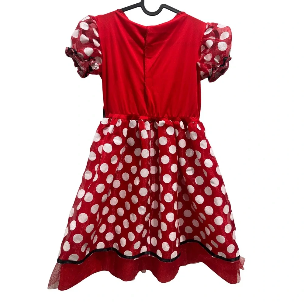 Disney Minnie Mouse Girls Dress Costume Red Polka‎ Dot Bow Halloween